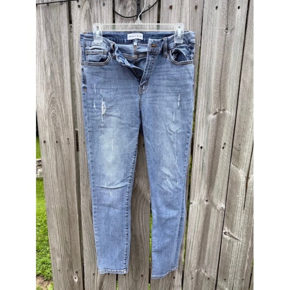 Indie Grunge Studio Blue Skinny Jeans 29 Blue Light Wash Distressed High Rise - Picture 7 of 7